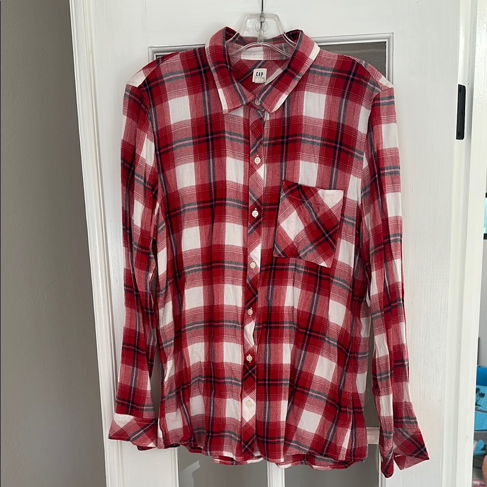 GAP Red and White Button Down Shirt